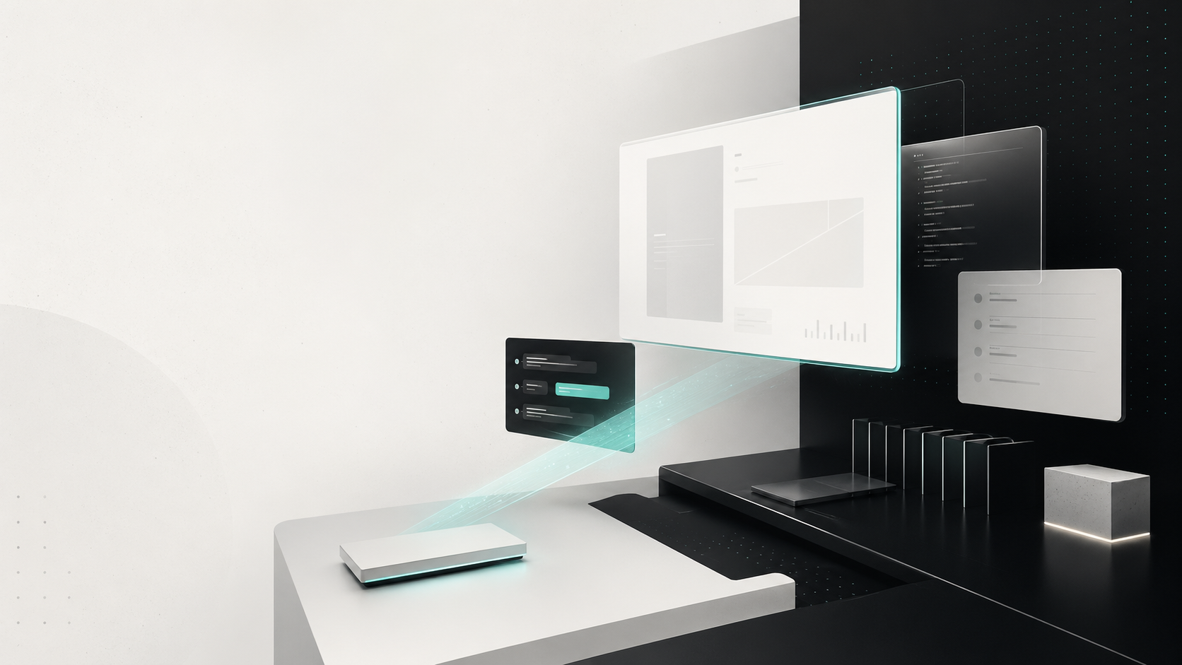 Quiet screen sharing workspace illustration